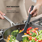 Seamless One-Piece 3-Piece Cooking Utensils Set with Ergonomic Handles, Black - Durable Turner & Ladle Utensil Set for Home Chefs Detail