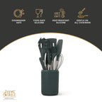 Professional Grade 10-Piece Silicone Gadget Set - Green - Multi-Purpose Hand Tool for Daily Meal Prep Detail