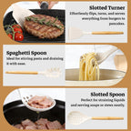 Premium Silicone 14-Piece Silicone Cooking Utensils Set, Non-Stick Kitchen Utensil Set for Baking, Flipping, Mixing, White - Ergonomic Kitchen Tongs and Cooking Spoon Utensil Detail