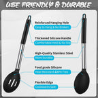 Ergonomic Cooking Silicone Cooking Spatulas and Spoons, 4 Pack Heat Resistant Silicone Cooking Utensils Set, Non-stick Large Ki... - Premium Stainless Steel Cooking Utensil for Non-Stick Pots Detail