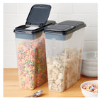 Sweet Treat Shaped 2-Pack Plastic Cereal Keeper Storage Containers, Kitchen Pantry Organizer Canisters for Cereal and Dry Food... - Playful Star & Heart Shaped Geometric NeeDoh Detail