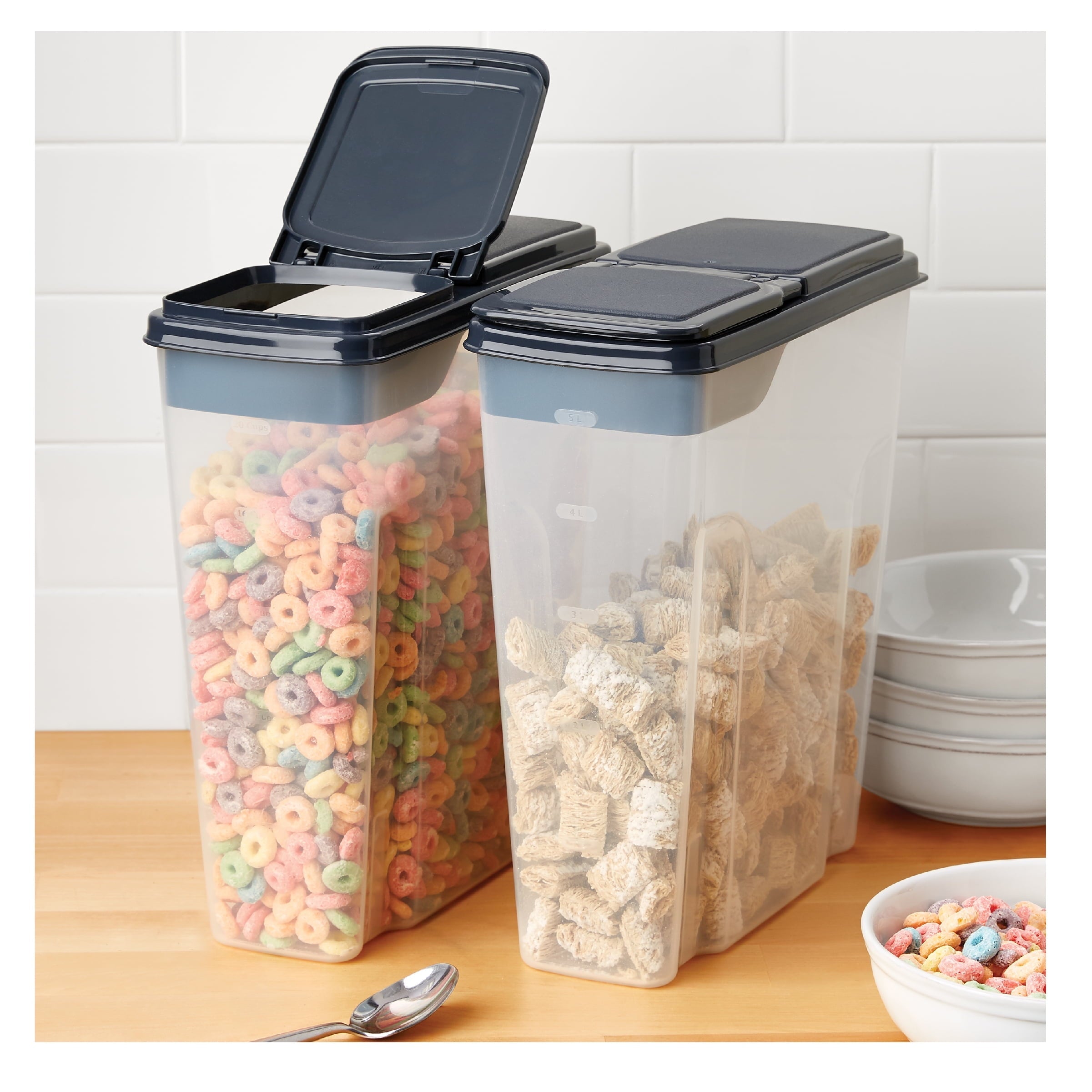 Sweet Treat Shaped 2-Pack Plastic Cereal Keeper Storage Containers, Kitchen Pantry Organizer Canisters for Cereal and Dry Food... - Playful Star & Heart Shaped Geometric NeeDoh Detail