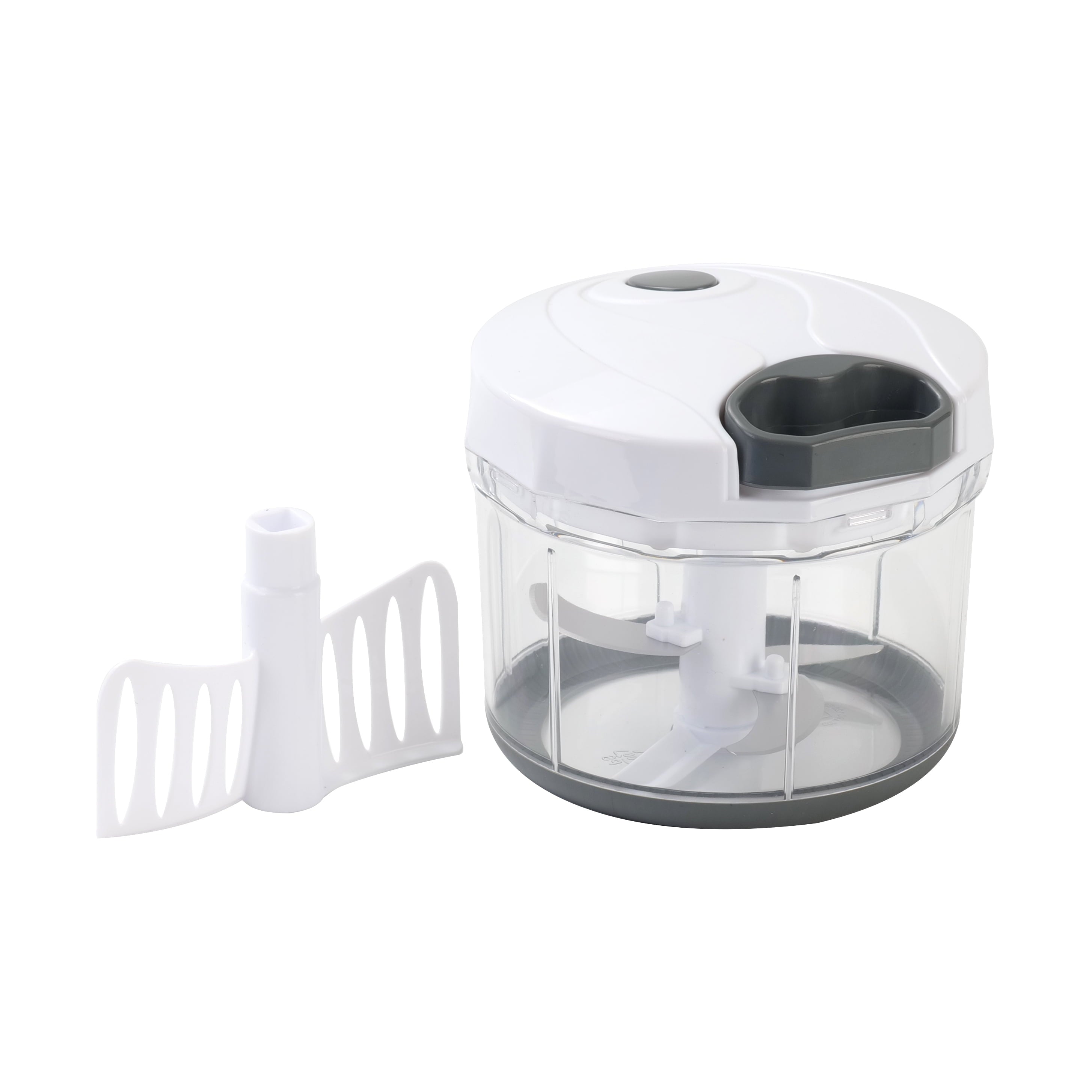 Premium Kitchen 1qt Quick Pull Chopper, BPA free , SS Blades, Food Contact Safe Material , White & Grey, Weight 320g - Kitchen Gadget Tool for Quick Food Prep Detail