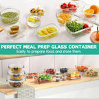 Playful Geometric 34pcs Glass Food Storage Containers with Lids Set, Airtight Meal Prep Containers (17 Containers & 17 Lids), Grey - Squishy Dohnut Sweet Treat Shaped Stress Toy Detail