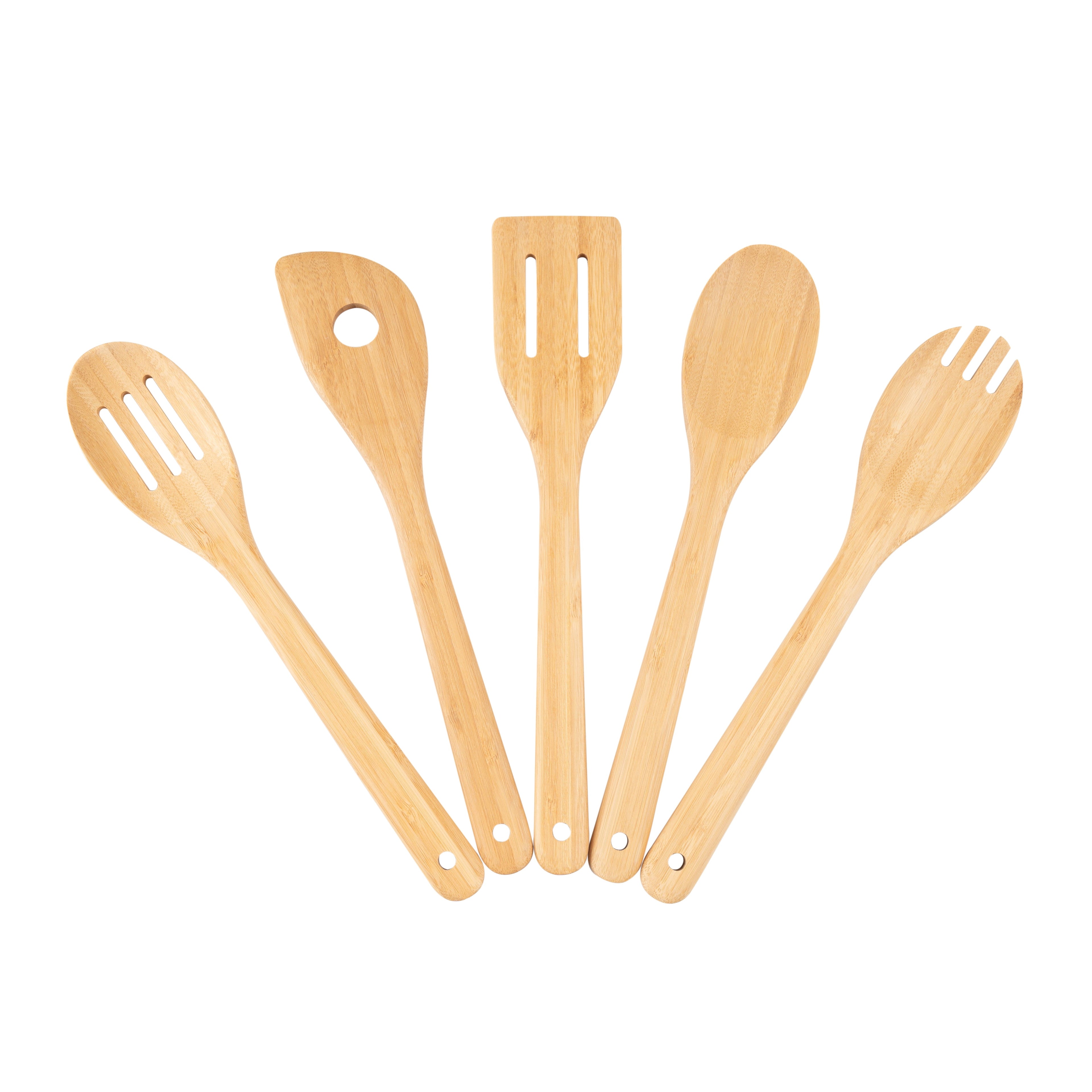 Professional Grade 5pk Bamboo Spoons for Cooking, Kitchen Essential Tools Set - Multi-Purpose Hand Tool for Daily Meal Prep Detail
