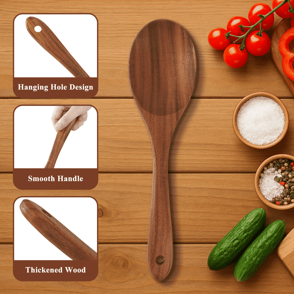 Heat-Resistant Wooden Spoons for Cooking, 8 Pcs Natural Wooden Utensil for Cooking with Non-Stick, Heat Resistant, Wood... - Durable Turner & Ladle Utensil Set for Home Chefs Detail