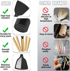 Seamless One-Piece Kitchen Utensil Set, 34Pieces Silicone Cooking Utensil Set with Wooden Handle, Heat Resistant Spatula Set Gadg... - Heat-Resistant Silicone Cooking Spatula Turner Detail