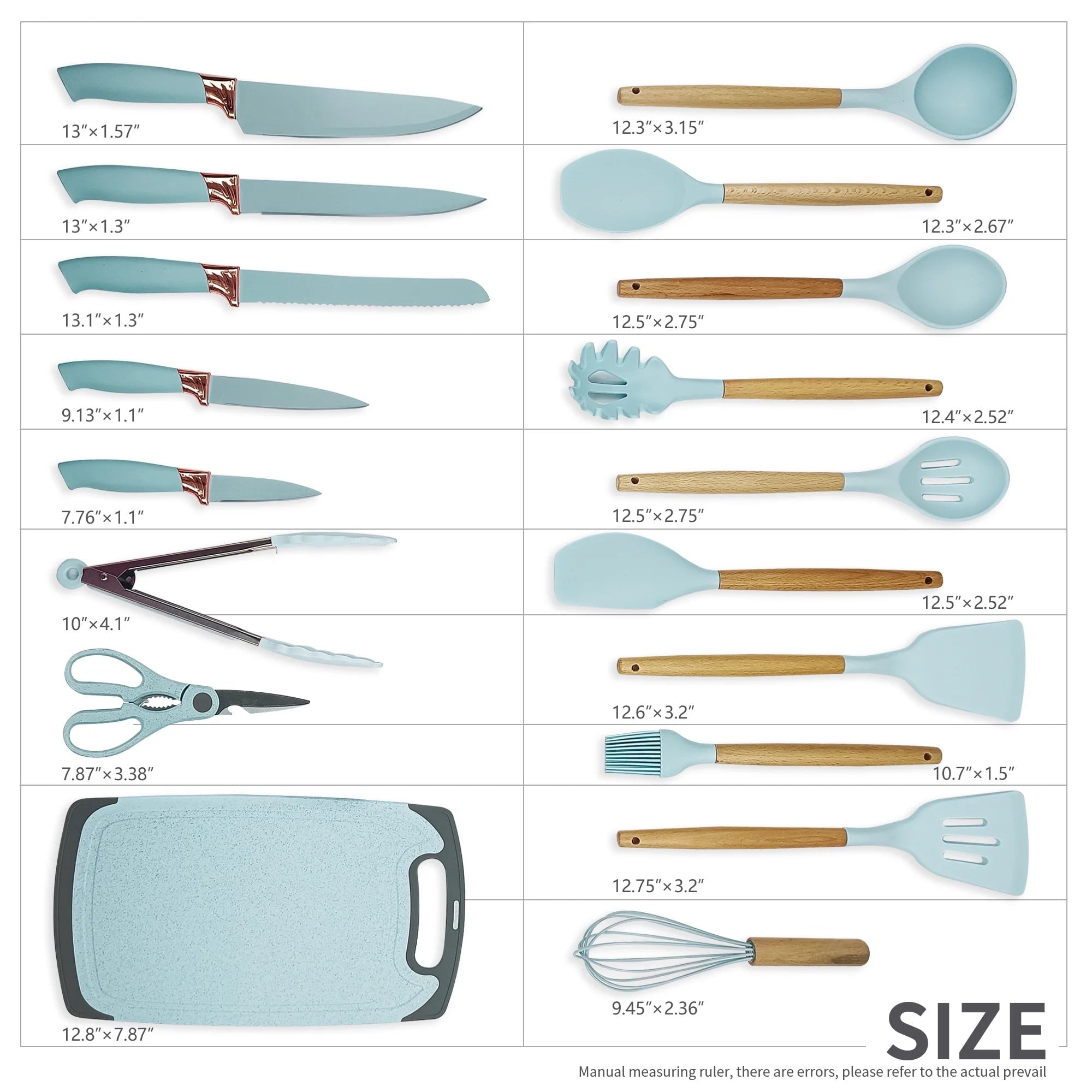 Seamless One-Piece Silicone Kitchen Cooking Utensils Set, 19 Pieces Utensil with Holder, Heat Resistant, Green - Heat-Resistant Silicone Cooking Spatula Turner Detail