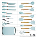 Durable Steel Silicone Kitchen Cooking Utensils Set, 19 Pieces Utensil with Holder, Heat Resistant, Green - Professional Kitchen Tool for Culinary Enthusiasts Detail