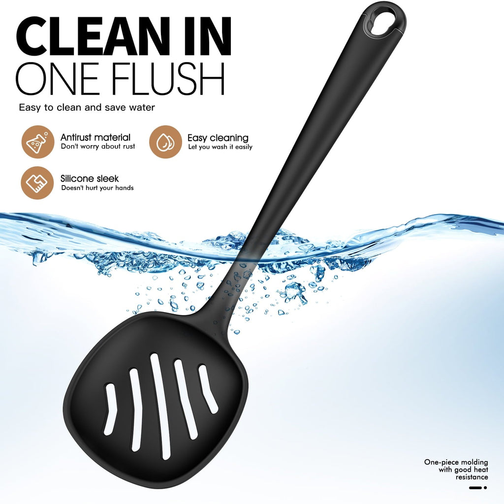 Ergonomic Cooking Silicone Kitchen Utensils Set, 600°F Heat Resistant Silicone Cooking Utensils, Spatula, Spoon, Whisk, Tongs, Kitchen ... - Durable Turner & Ladle Utensil Set for Home Chefs Detail