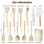 Premium Silicone Silicone Cooking Utensils Set, Heat Resistant Kitchen Tools, 36 PCS Non-Stick Silicone Cooking Kitchen Utensils, Khaki - Ergonomic Kitchen Tongs and Cooking Spoon Utensil Detail