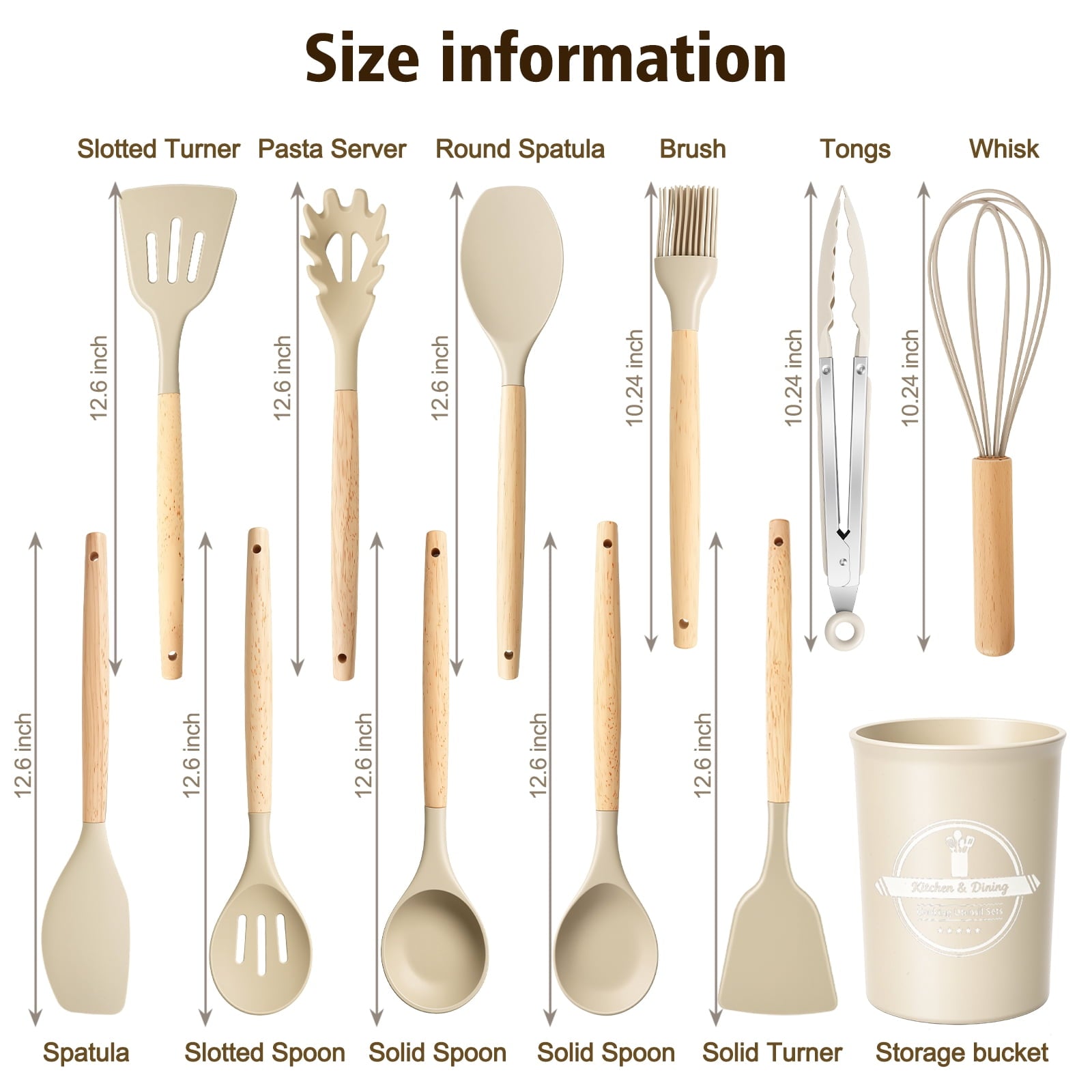 Chef-Quality Silicone Cooking Utensils Set, Heat Resistant Kitchen Tools, 36 PCS Non-Stick Silicone Cooking Kitchen Utensils, Khaki - High-Precision Culinary Tool for Baking & Cooking Detail