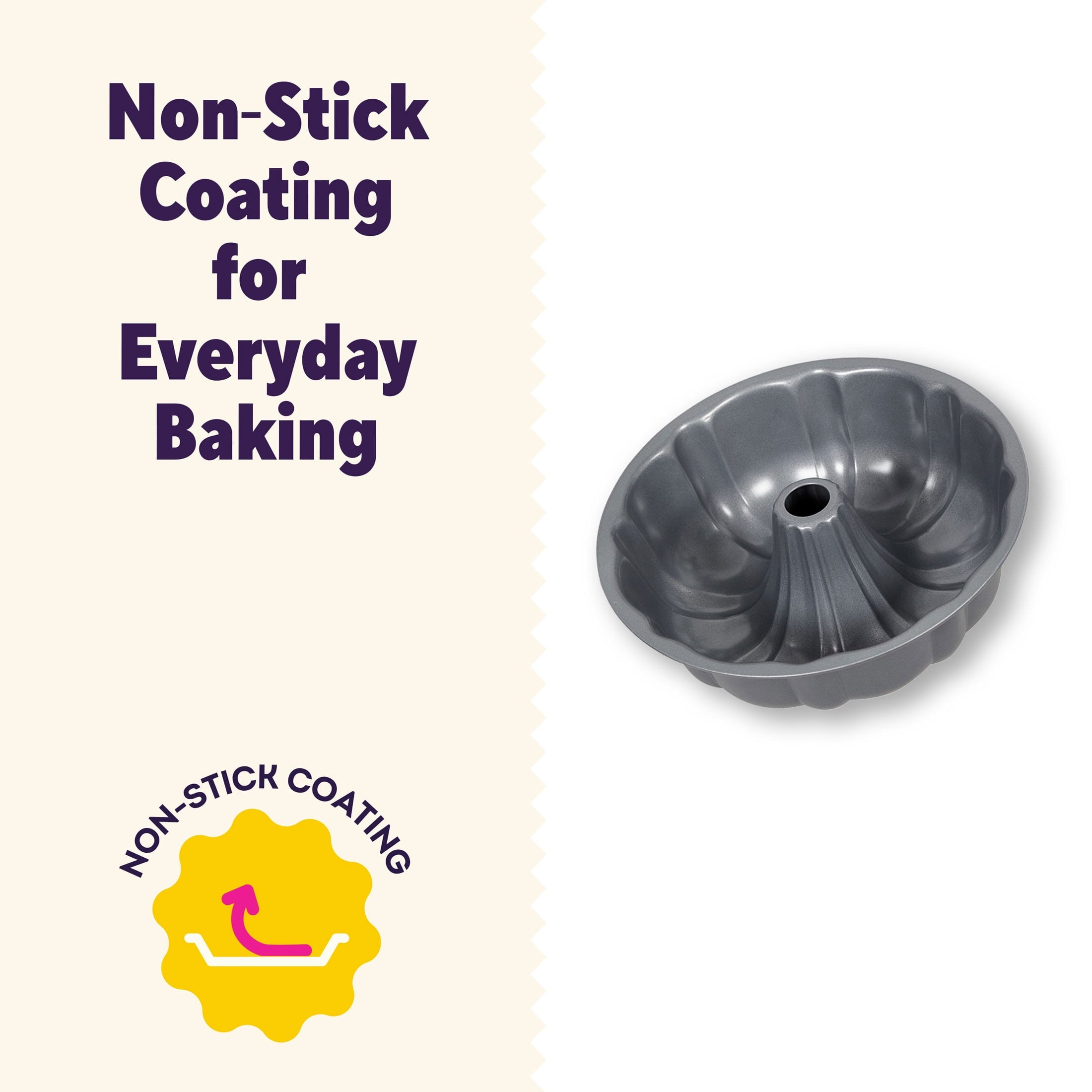 Premium Kitchen Everyday Non-Stick Bundt Cake Pan 6" Fluted Tube Baking Pan, Packaging May Vary - Innovative Kitchen Helper for Modern Cooking Detail