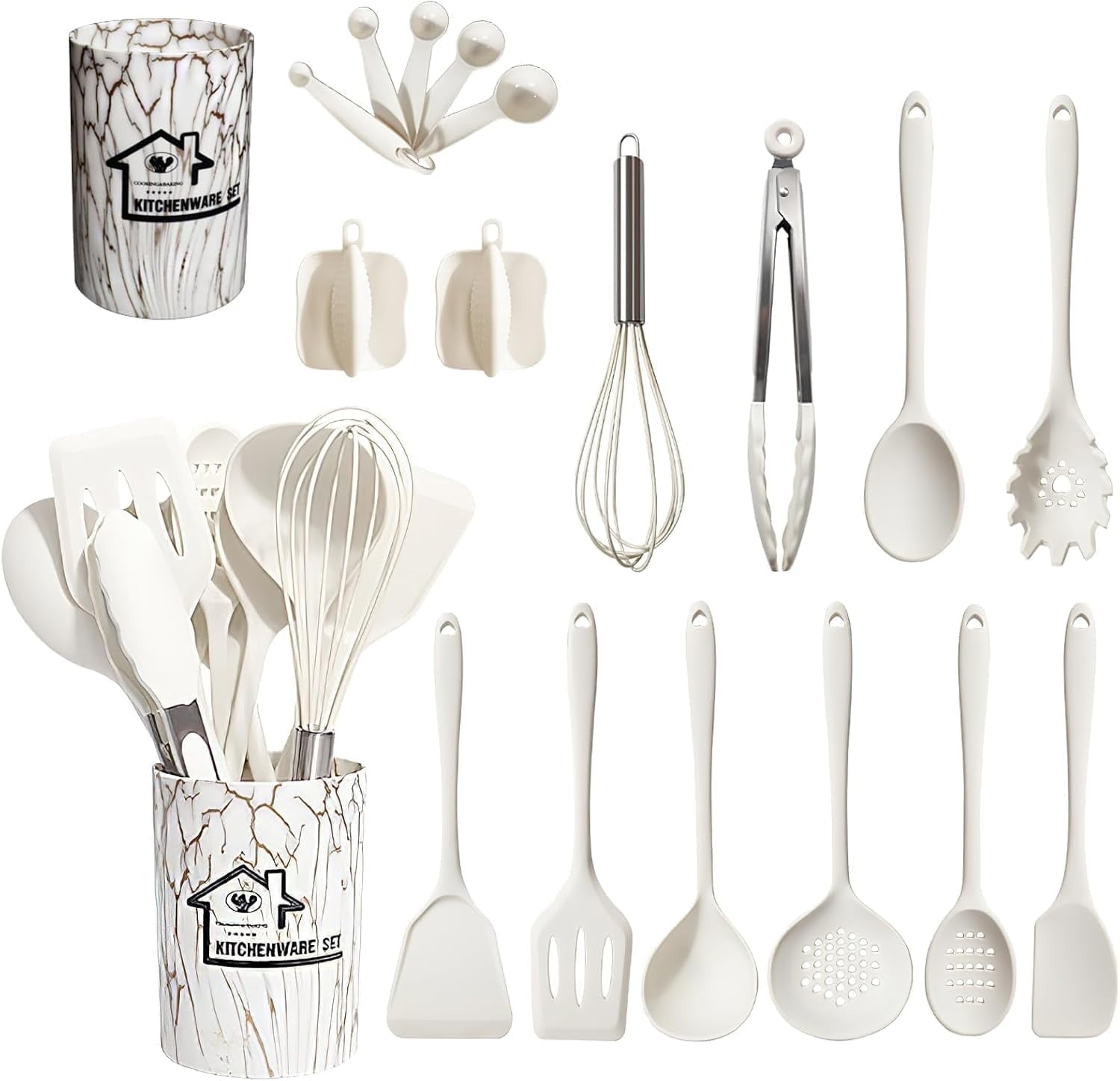 Durable Steel Silicone Cooking Utensils Set - 446°F Heat Resistant Kitchen Utensils,Turner Tongs,Spatula,Spoon,Brush,Whisk,Kitchen ... - Heavy Duty Stainless Steel Kitchen Shears - Default Title