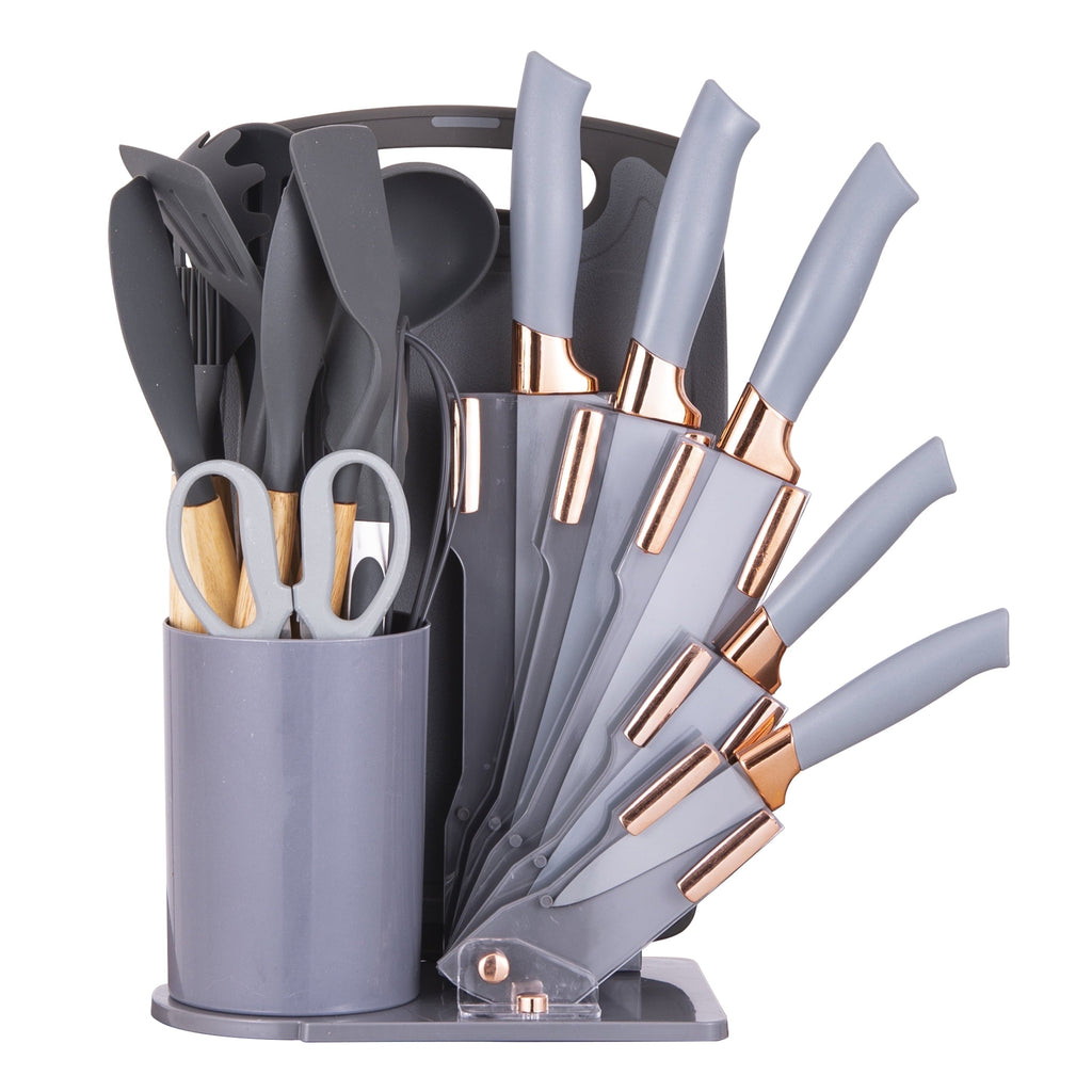 Seamless One-Piece 19-Piece Silicone Kitchen Utensil & Knife Set - Heat-Resistant Cooking Tools Non-Stick Safe Gift for Mom or Wo... - Premium Stainless Steel Cooking Utensil for Non-Stick Pots - Default Title