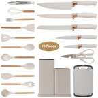 Professional Grade Kitchen Utensils Set for Cooking, 11 Cooking Utensils, 6 Knife set Beige,3 Utensil Sets,utensilios de cocina - Professional Kitchen Tool for Culinary Enthusiasts - Default Title