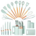 Premium Silicone 19pcs Silicone Kitchen Utensil Set, Heat-Resistant Non-Stick Easy Cooking Cleaning Home Light-Green - Premium Stainless Steel Cooking Utensil for Non-Stick Pots - Default Title