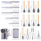 Seamless One-Piece 19-Piece Silicone Kitchen Utensil & Knife Set - Heat-Resistant Cooking Tools Non-Stick Safe Gift for Mom or Wo... - Premium Stainless Steel Cooking Utensil for Non-Stick Pots Detail