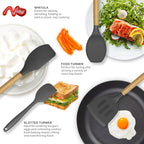 Premium Silicone Silicone Cooking Utensils Set - 446°F Heat Resistant Silicone Kitchen Utensils for Cooking,Kitchen Utensil Spatula Se... - Durable Turner & Ladle Utensil Set for Home Chefs Detail
