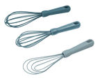 Premium Kitchen 3-Piece Silicone Whisk Set, 10.5"/10.4"/9.6" L, Blue Color - Innovative Kitchen Helper for Modern Cooking Detail