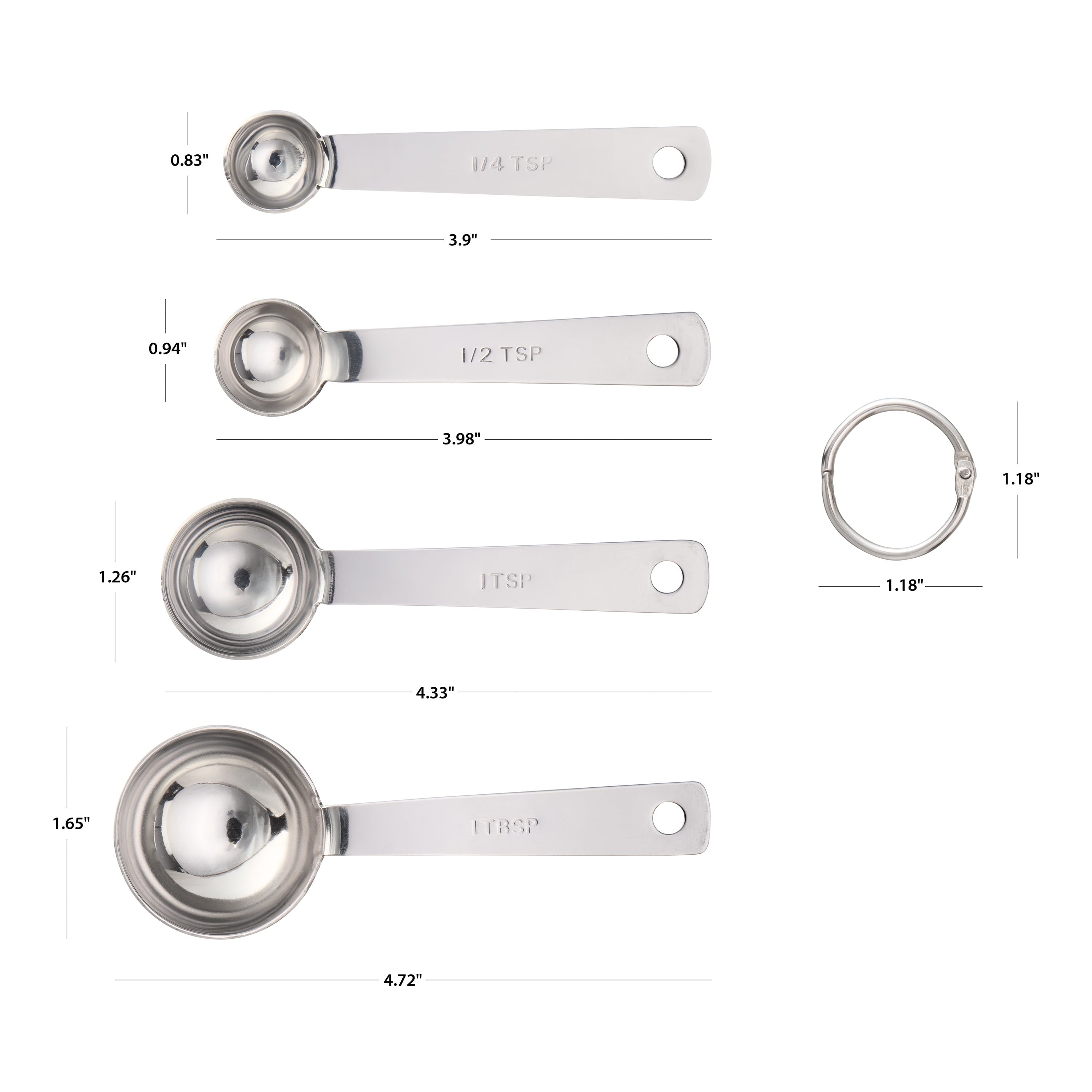 Premium Kitchen Kitchen Stainless Steel 4-Piece Nesting Measuring Spoons Set, Stainless Steel Finish - Innovative Kitchen Helper for Modern Cooking Detail