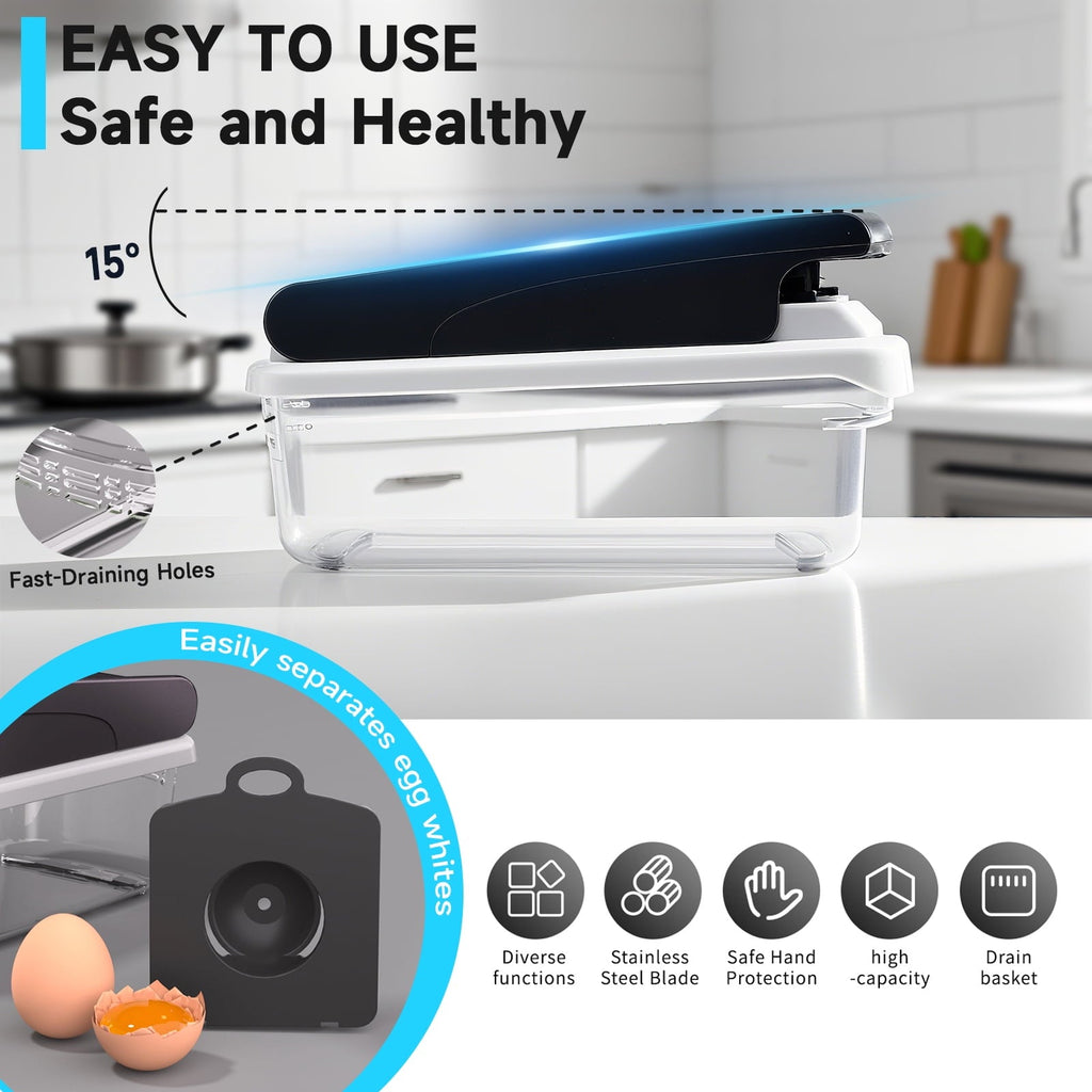 Ergonomic Manual Vegetable Chopper Food Slicer, 15 in 1 Multi-Function Food Chopper for Onion, Veggie, Cheese Grater, Vegetable... - Multi-Functional Manual Food Chopper & Slicer Detail