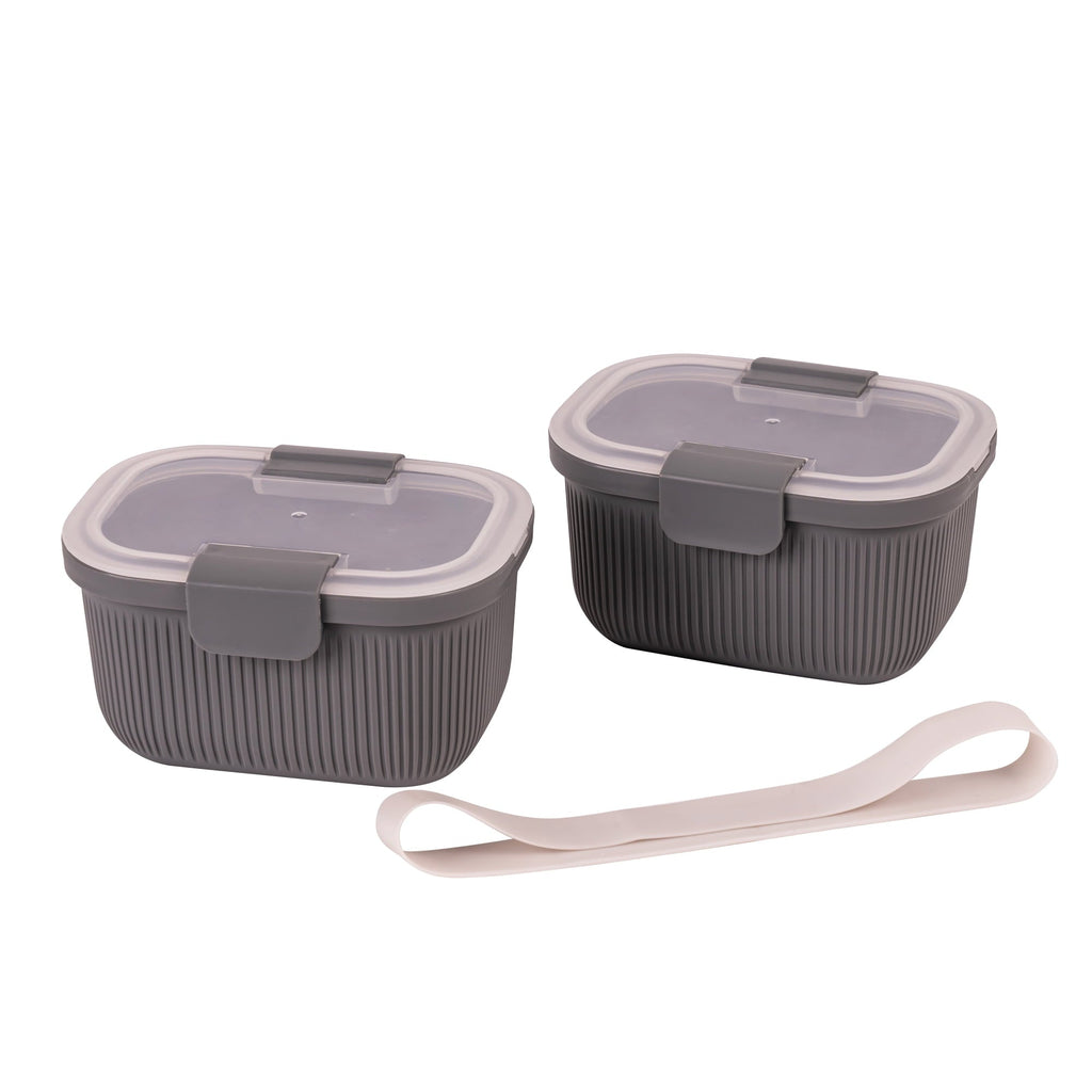 Whimsical Doughnut Plastic Food Storage Bento Snack Container, Rectangle, Grey, 19oz Capacity, Made for Portable Food Storage - Deliciously Soft Cupcake Sensory Glob Detail