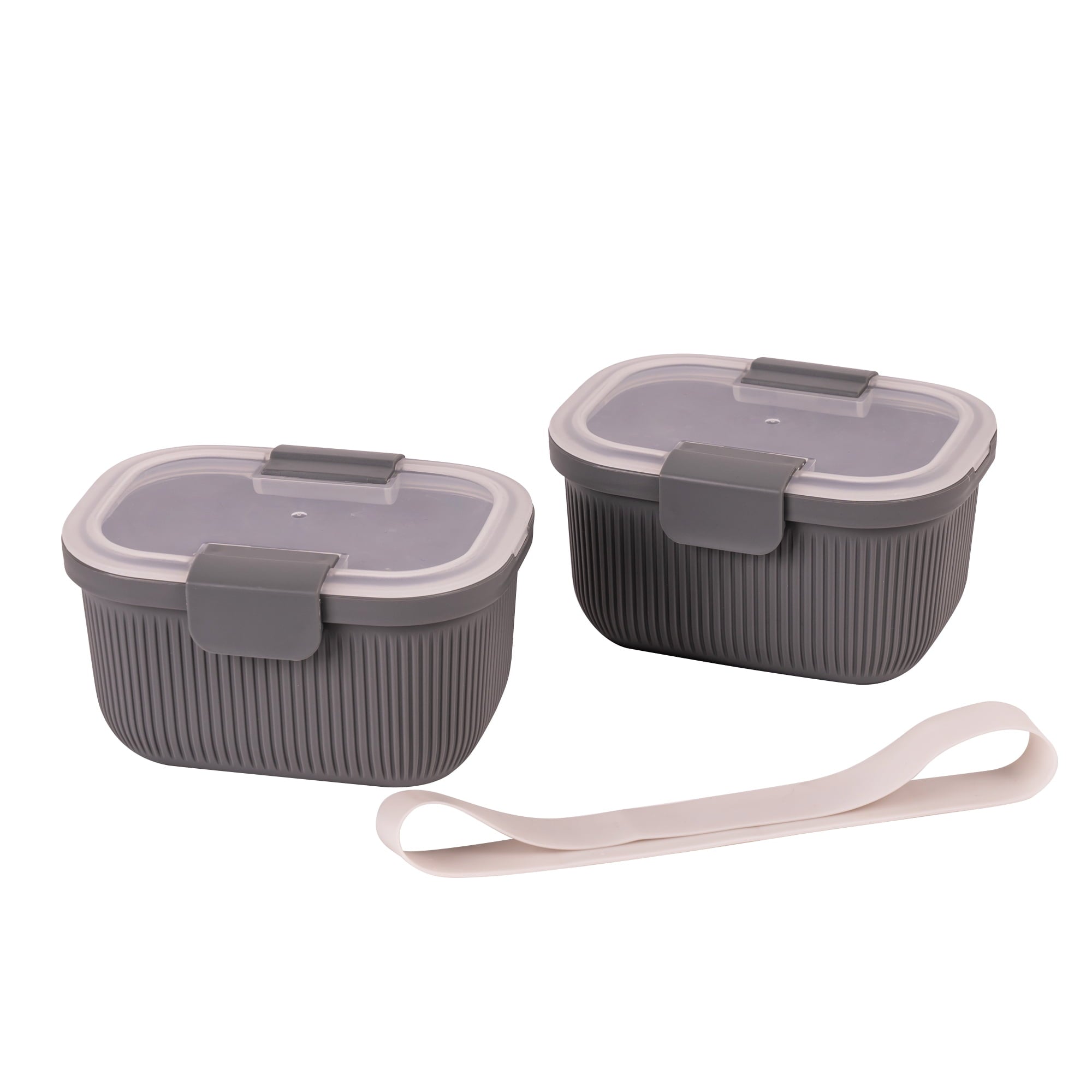 Whimsical Doughnut Plastic Food Storage Bento Snack Container, Rectangle, Grey, 19oz Capacity, Made for Portable Food Storage - Deliciously Soft Cupcake Sensory Glob Detail