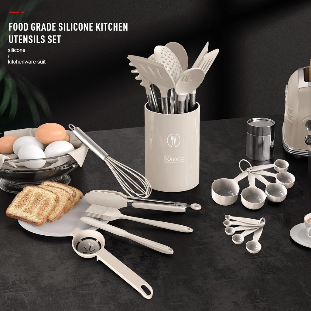 Chef-Quality Large Silicone Cooking Utensils Set - Heat Resistant Kitchen Utensils,Turner Tongs,Spatula,Spoon,Brush,Whisk,Stainles... - Heavy Duty Stainless Steel Kitchen Shears Detail