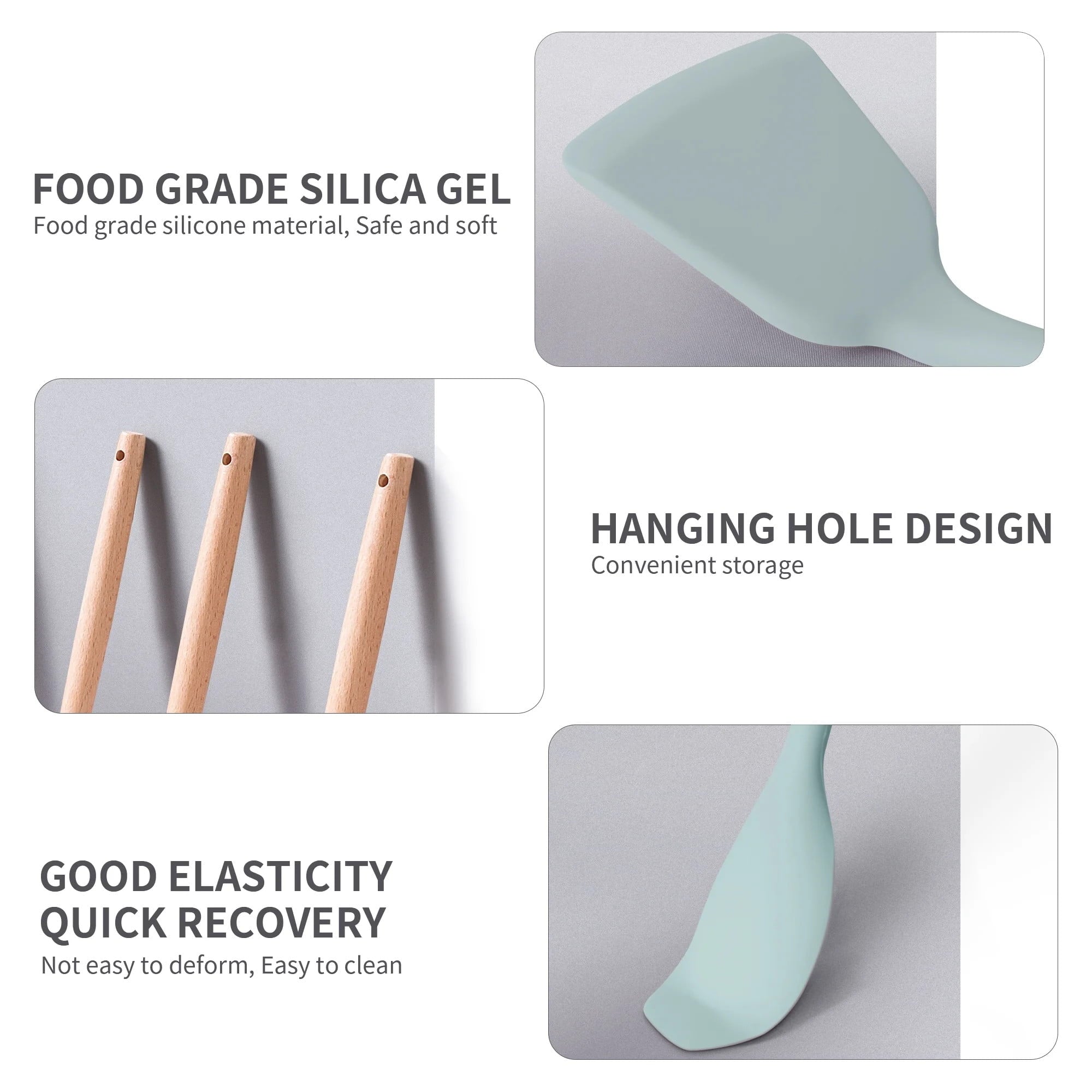 Durable Steel Silicone Kitchen Cooking Utensils Set, 19 Pieces Utensil with Holder, Heat Resistant, Green - Professional Kitchen Tool for Culinary Enthusiasts Detail