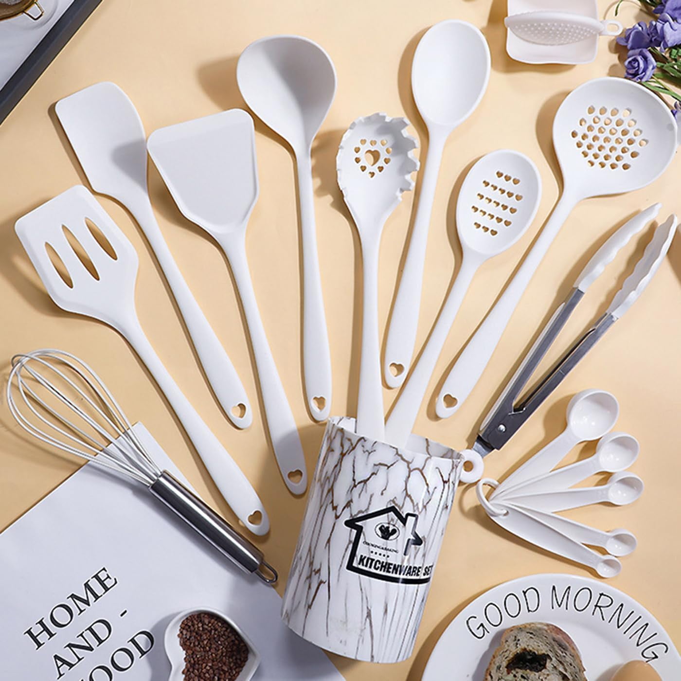 Durable Steel Silicone Cooking Utensils Set - 446°F Heat Resistant Kitchen Utensils,Turner Tongs,Spatula,Spoon,Brush,Whisk,Kitchen ... - Heavy Duty Stainless Steel Kitchen Shears Detail