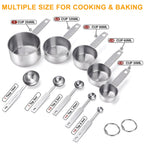 Ergonomic Cooking Measuring Cups and Spoons Set of 10, 5 Stainless Steel Cups and 5 Spoons for Kitchen Cooking Baking - Premium Stainless Steel Cooking Utensil for Non-Stick Pots Detail