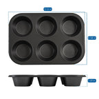 Multi-Functional 6 Cup Jumbo Muffin Pan, Non-Stick Bakeware,3.4 inch Diameter Cups,Gray,Carbon Steel - Premium Stainless Steel Garlic Presser & Peeler Detail