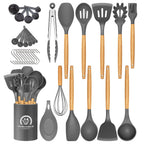 Durable Steel Silicone Cooking Utensils Set, 446°F Heat Resistant Wooden Handle Cooking Kitchen Utensils Spatula Set with Holder fo... - Heavy Duty Stainless Steel Kitchen Shears - Default Title