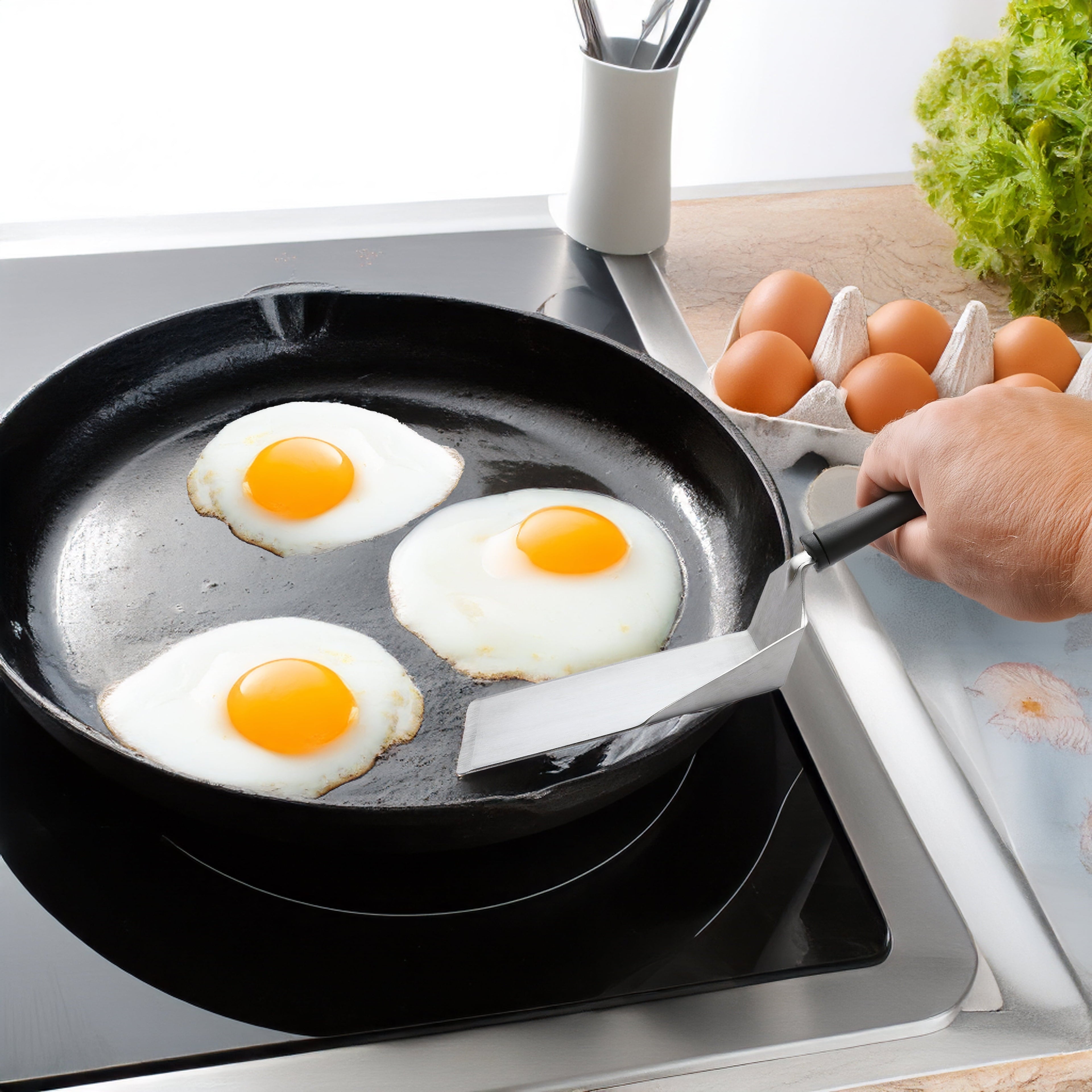 Chef-Quality Dishwasher safe 11.81 in Stainless Steel Kitchen Spatula - High-Precision Culinary Tool for Baking & Cooking Detail