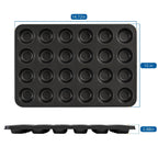 Premium Kitchen 24 Cavity Mini Muffin Pan, Non-Stick Bakeware,1.8 inch Diameter Cups,Gray,Carbon Steel - Kitchen Gadget Tool for Quick Food Prep Detail