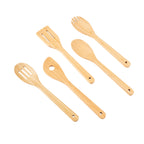 Premium Silicone 5pk Bamboo Spoons for Cooking, Kitchen Essential Tools Set - Heat-Resistant Silicone Cooking Spatula Turner Detail