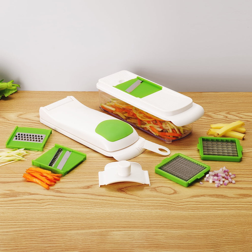 Premium Kitchen 11 Pieces Multi-Function Nice Dicer and Mandoline, Stainless Steel, Green Glaze, 820g - Kitchen Gadget Tool for Quick Food Prep Detail