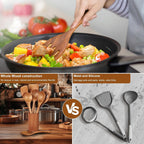 Ergonomic Cooking Wooden Spoons for Cooking, 8 Pcs Natural Teak Wooden Utensils Set, Non-Stick & Heat Resistant Durable Wood ... - Heat-Resistant Silicone Cooking Spatula Turner Detail