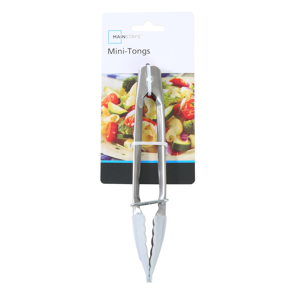High-Precision Stainless Steel and Silicone Mini Food Tongs Grey - Professional Kitchen Tool for Culinary Enthusiasts Detail
