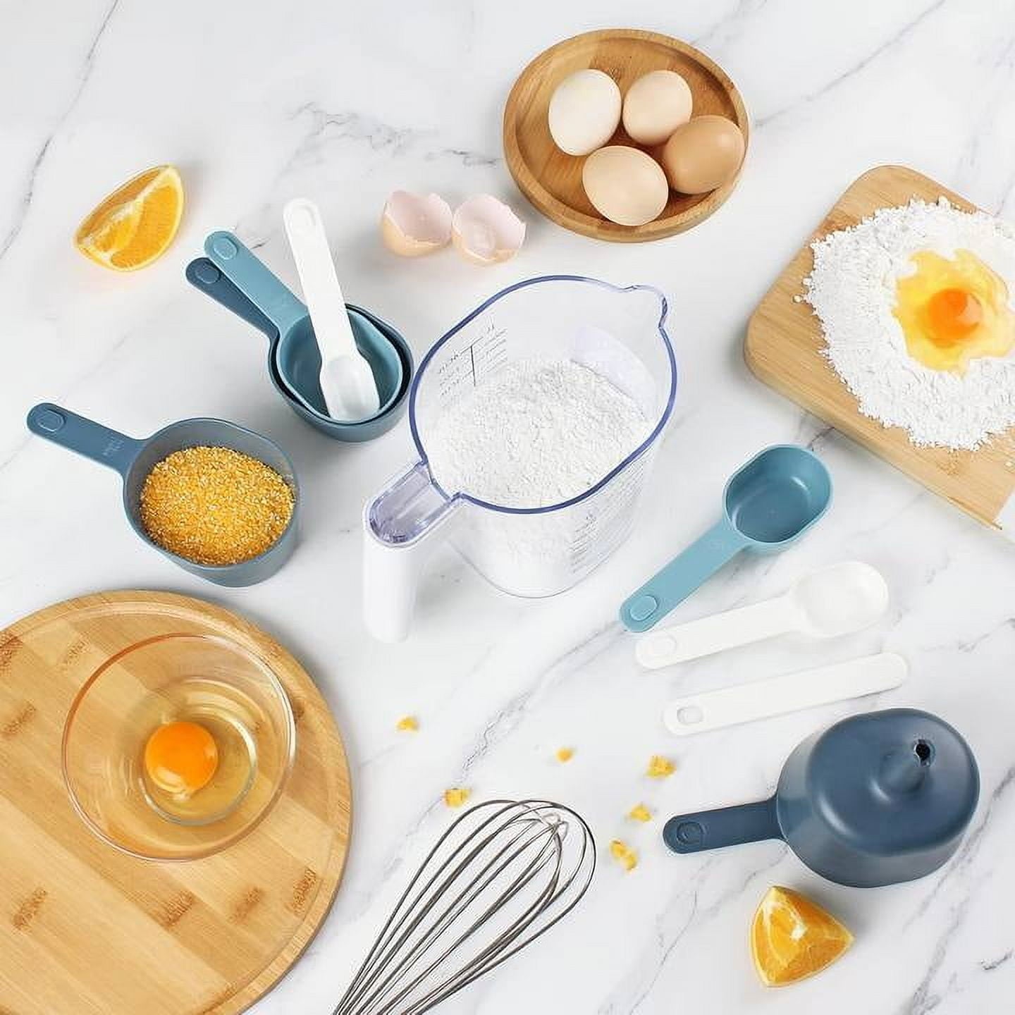 Ergonomic Manual 9-Piece Stackable Measuring Set Kitchen Tools for Cooking, 7.48" L, Blue - Multi-Functional Manual Food Chopper & Slicer Detail