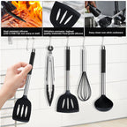 Ergonomic Cooking Silicone Cooking Utensils Set, 26 Pcs, Heat Resistant Kitchen Utensils Set, Black - Heat-Resistant Silicone Cooking Spatula Turner Detail
