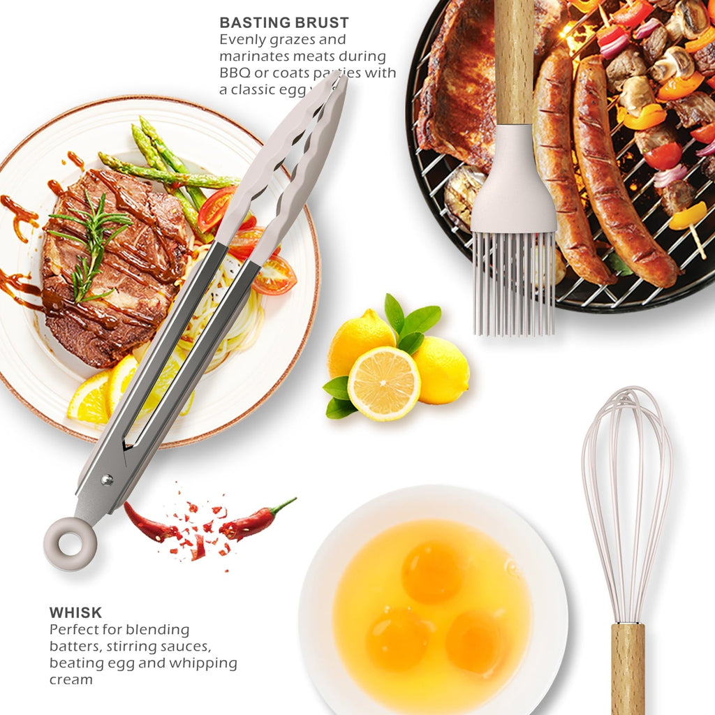 Seamless One-Piece Silicone Cooking Utensils Set - 446°F Heat Resistant Silicone Kitchen Utensils for Cooking,Kitchen Utensil Spatula Se... - Durable Turner & Ladle Utensil Set for Home Chefs Detail