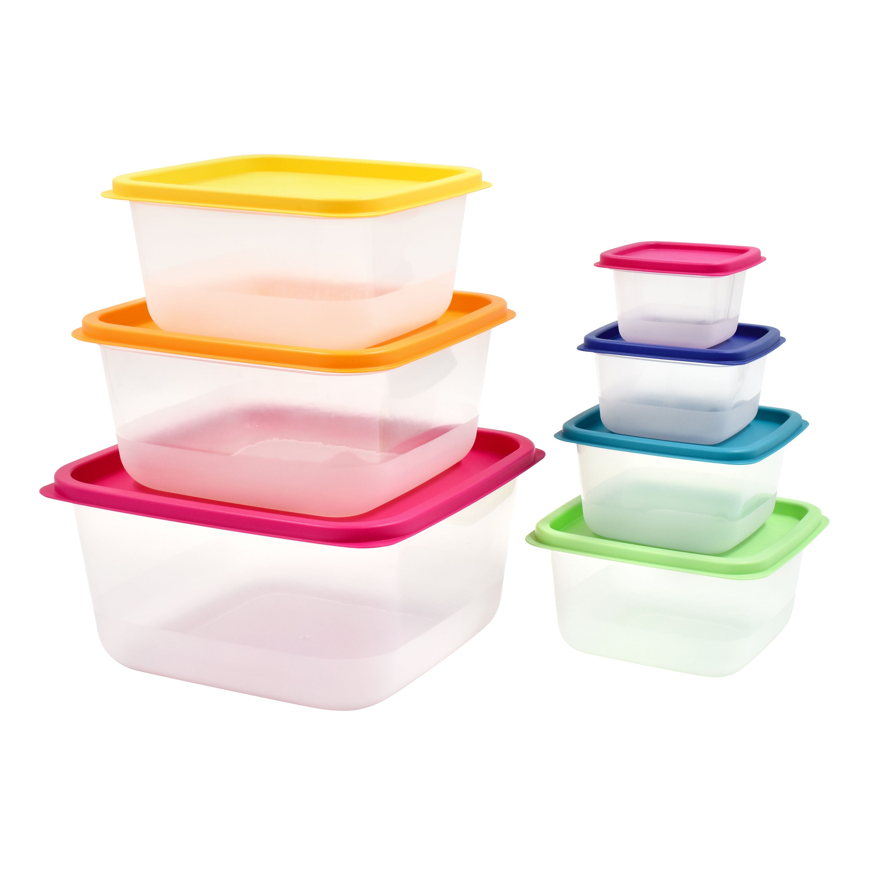 Whimsical Doughnut Plastic Rainbow Food Storage Set, Multi Color, 14 Count, Best Used for Leftover Storage and Reheating - Deliciously Soft Cupcake Sensory Glob Detail