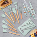 Professional Grade 19pcs Silicone Kitchen Utensil Set, Heat-Resistant Non-Stick Easy Cooking Cleaning Home Light-Green - Heavy Duty Stainless Steel Kitchen Shears Detail