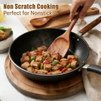 Ergonomic Cooking Wooden Spoons for Cooking, 6 PCS Teak Wood Cooking Utensil Set, Wooden Kitchen Utensils for Nonstick Pans & Cookware,... - Premium Stainless Steel Cooking Utensil for Non-Stick Pots Detail