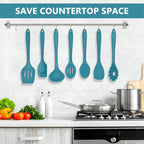 High-Precision 7-Piece Silicone Cooking Utensils Set, Blue Kitchen Utensils, Non-stick Gadgets Tools Include Slotted Turner, Soup La... - Multi-Purpose Hand Tool for Daily Meal Prep Detail
