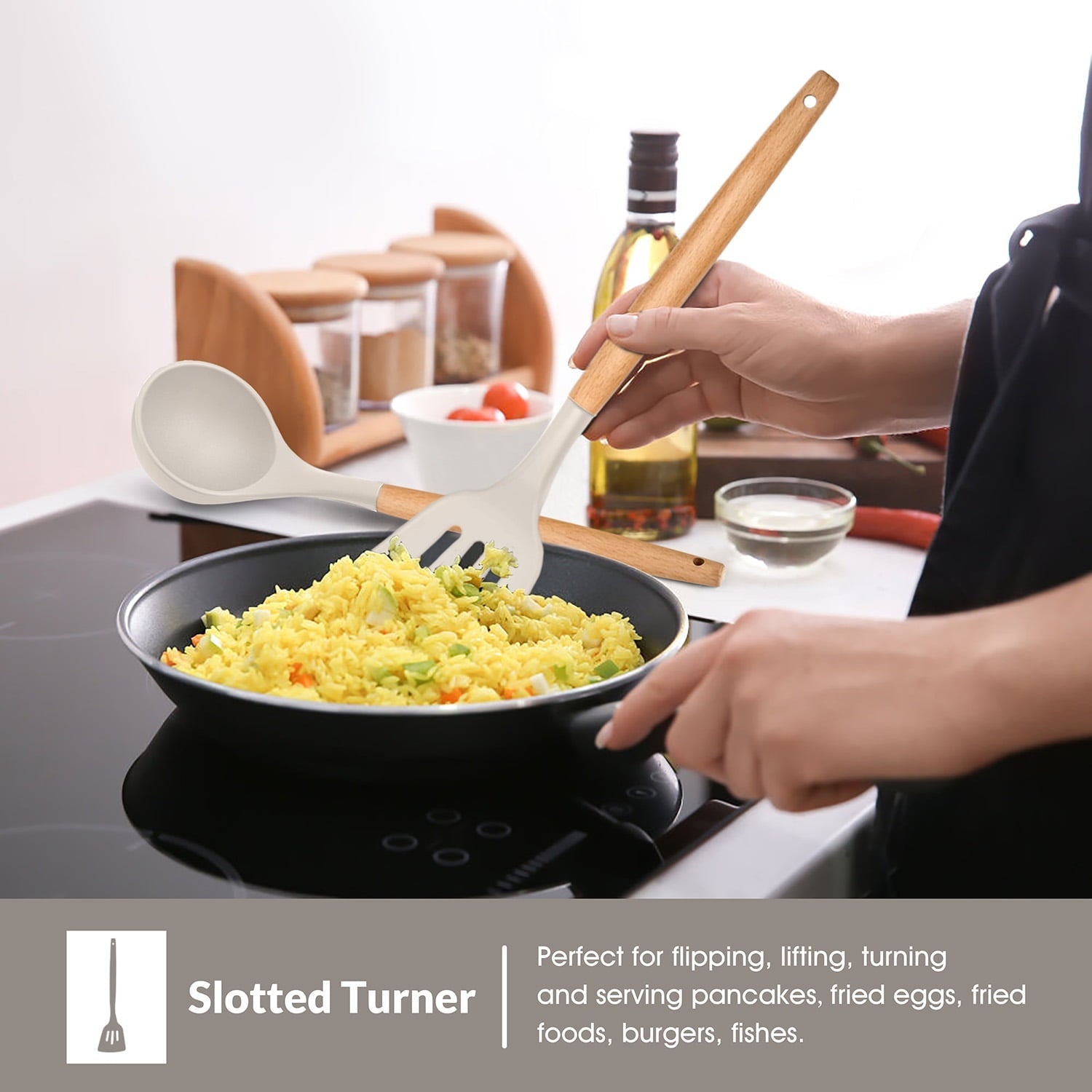 High-Precision Kitchen Utensils Set of 6, Silicone Cooking Utensils with Wooden Handle, Non-Stick Cookware & Heat Resistant, Include... - Heavy Duty Stainless Steel Kitchen Shears Detail