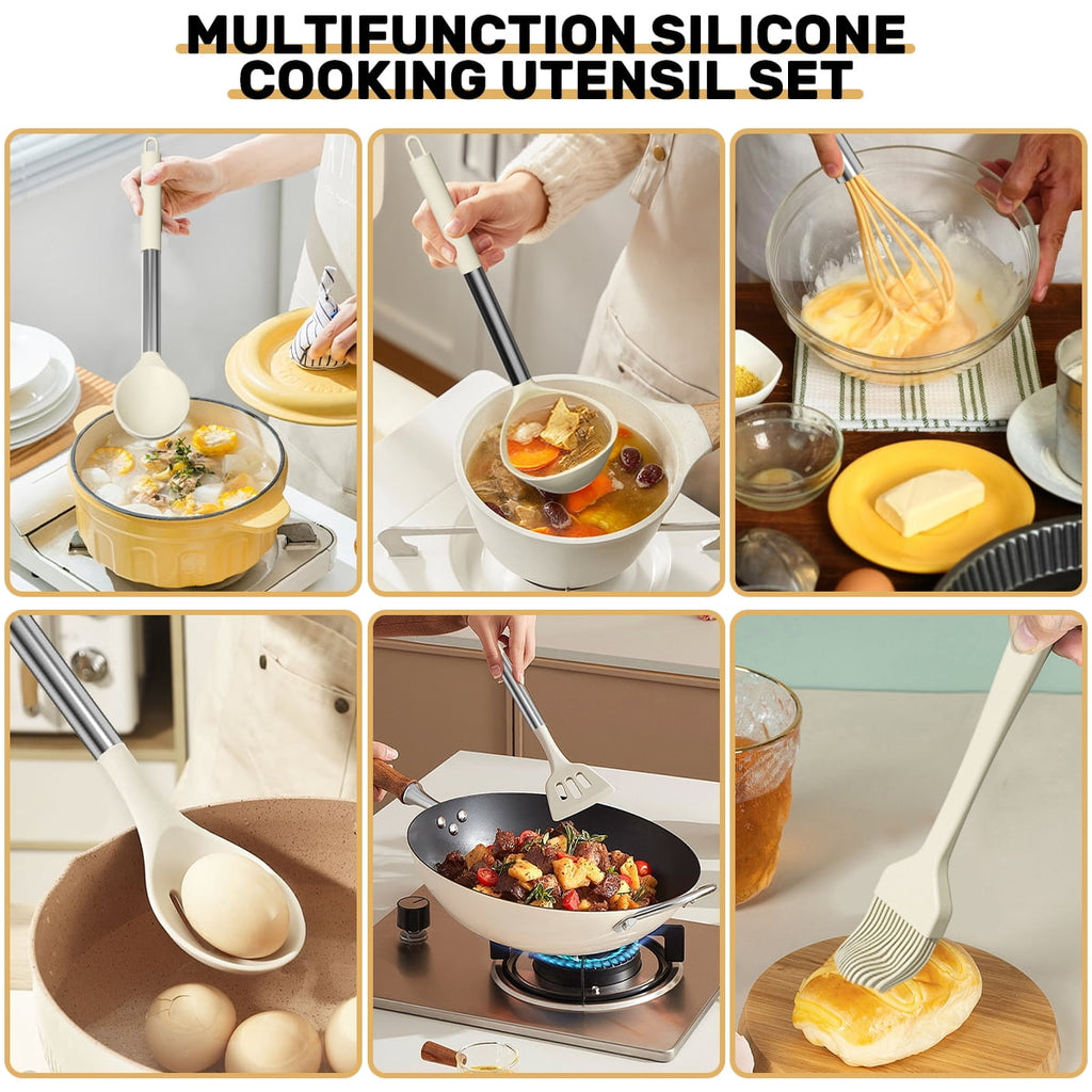 Heavy Duty Silicone Cooking Utensil Set, 30 Pcs Kitchen Utensils Set with Stainless Steel Handle, Food Grade Silicone Spatula Se... - High-Precision Culinary Tool for Baking & Cooking Detail
