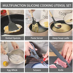 Seamless One-Piece 19-Piece Silicone Kitchen Utensil & Knife Set - Heat-Resistant Cooking Tools Non-Stick Safe Gift for Mom or Wo... - Premium Stainless Steel Cooking Utensil for Non-Stick Pots Detail